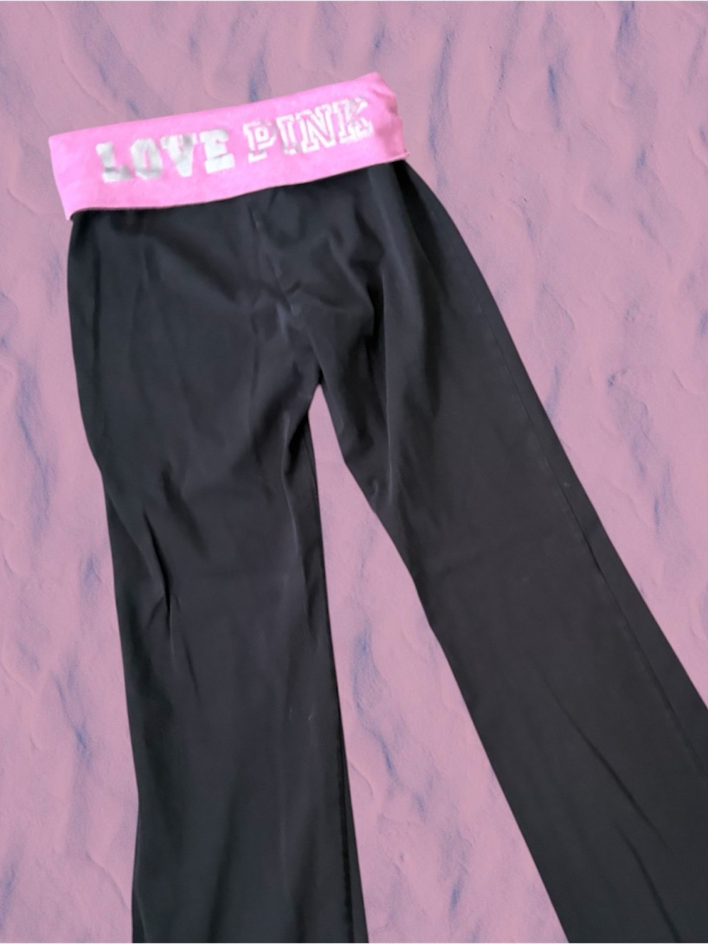 Y2K Victoria Secret Low Rise  Yoga Flare Leg Pants Fold Over Thick Band Leggings